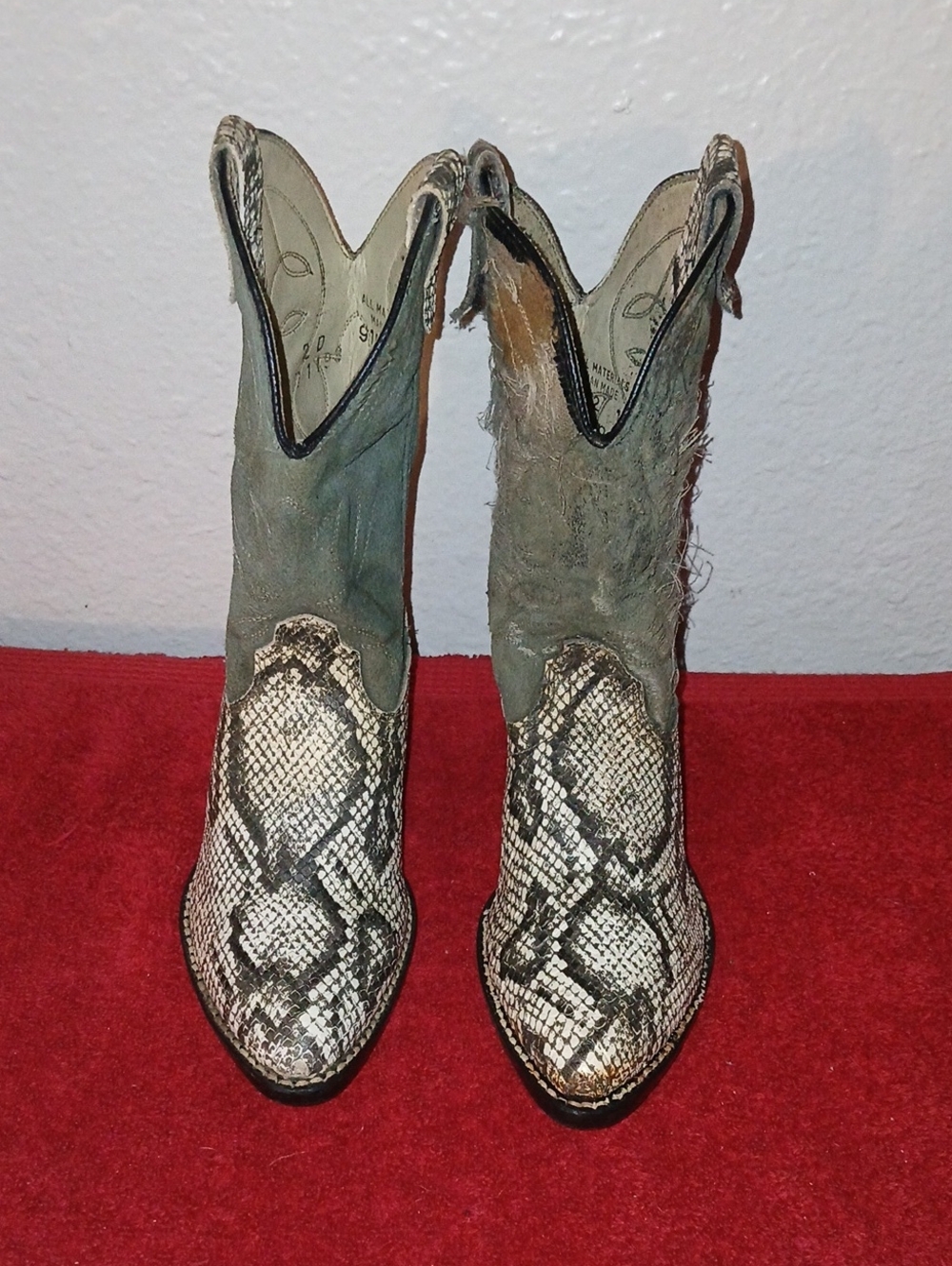 Dinogo Leather Gray Suede & Snakeskin Girl's Cowboy Boots